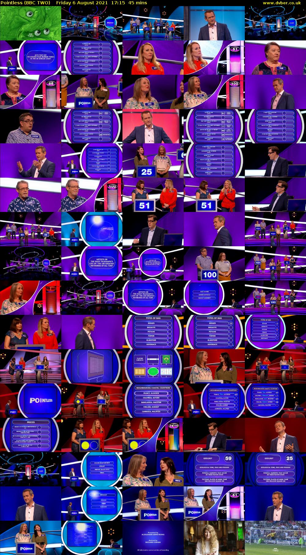 Pointless (BBC TWO) Friday 6 August 2021 17:15 - 18:00