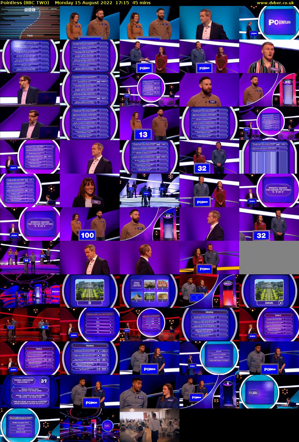 Pointless (BBC TWO) Monday 15 August 2022 17:15 - 18:00