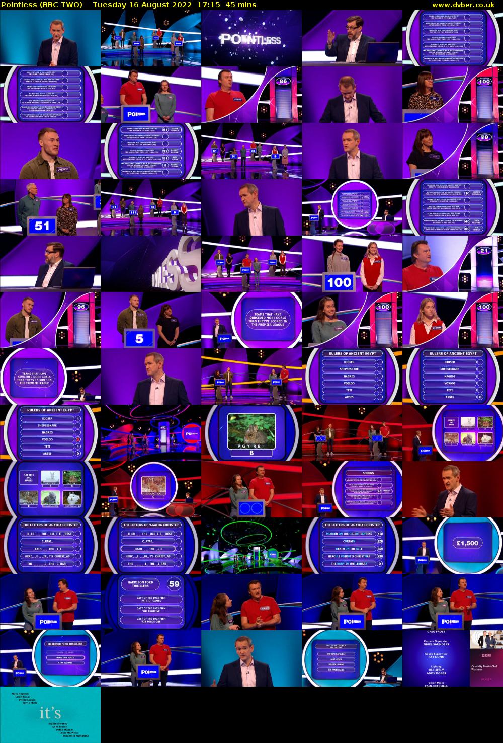 Pointless (BBC TWO) Tuesday 16 August 2022 17:15 - 18:00