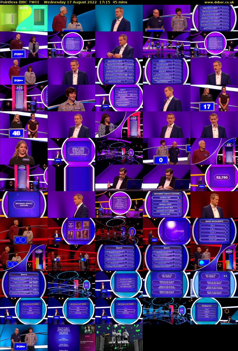 Pointless (BBC TWO) Wednesday 17 August 2022 17:15 - 18:00