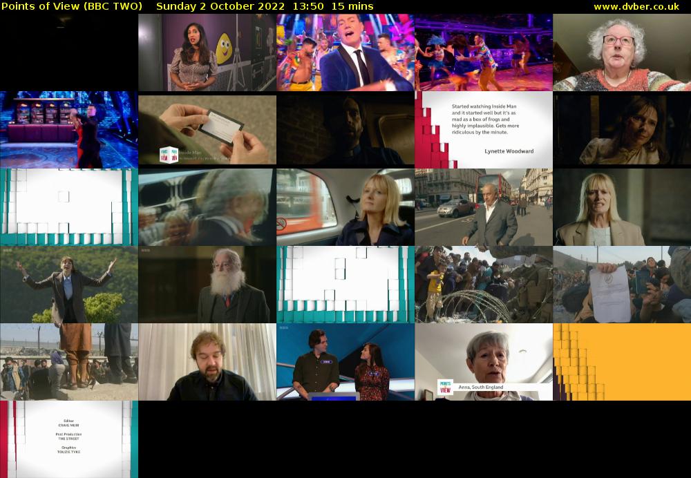 Points of View (BBC TWO) Sunday 2 October 2022 13:50 - 14:05