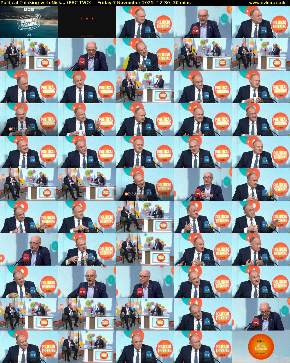Political Thinking with Nick... (BBC TWO) Friday 7 November 2025 12:30 - 13:00