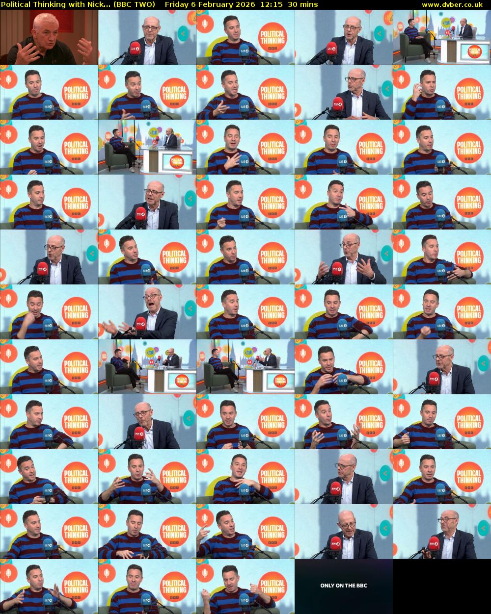 Political Thinking with Nick... (BBC TWO) Friday 6 February 2026 12:15 - 12:45