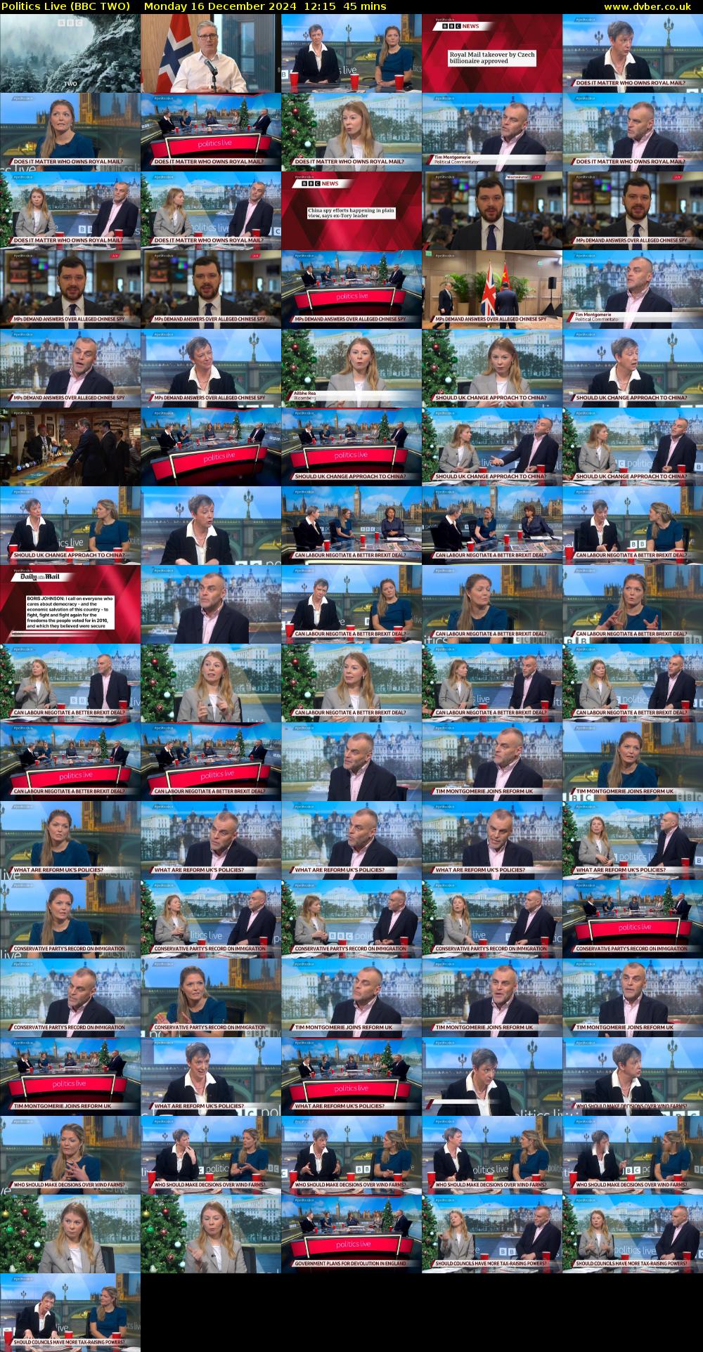 Politics Live (BBC TWO) Monday 16 December 2024 12:15 - 13:00