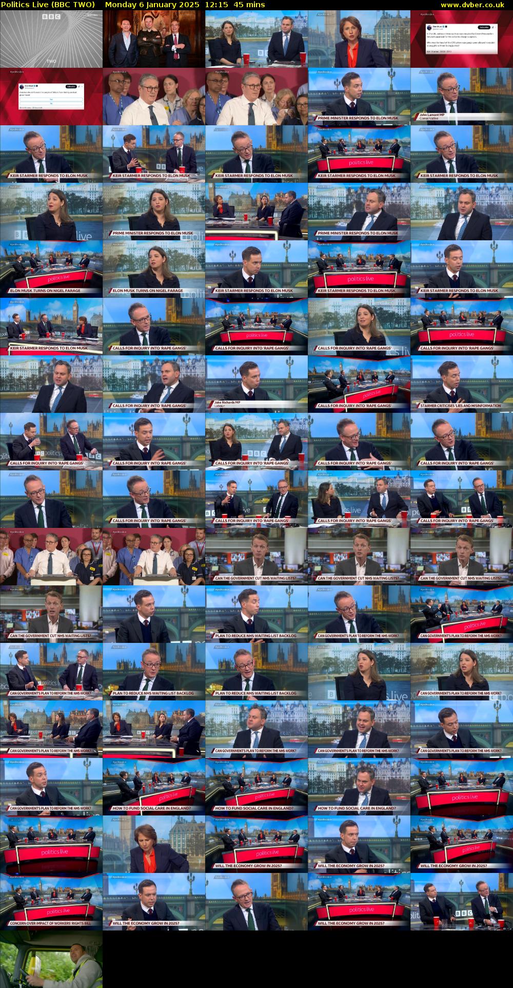 Politics Live (BBC TWO) Monday 6 January 2025 12:15 - 13:00