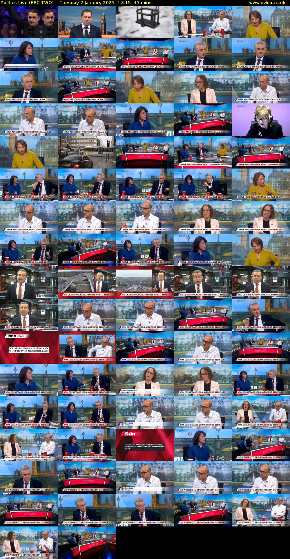 Politics Live (BBC TWO) Tuesday 7 January 2025 12:15 - 13:00