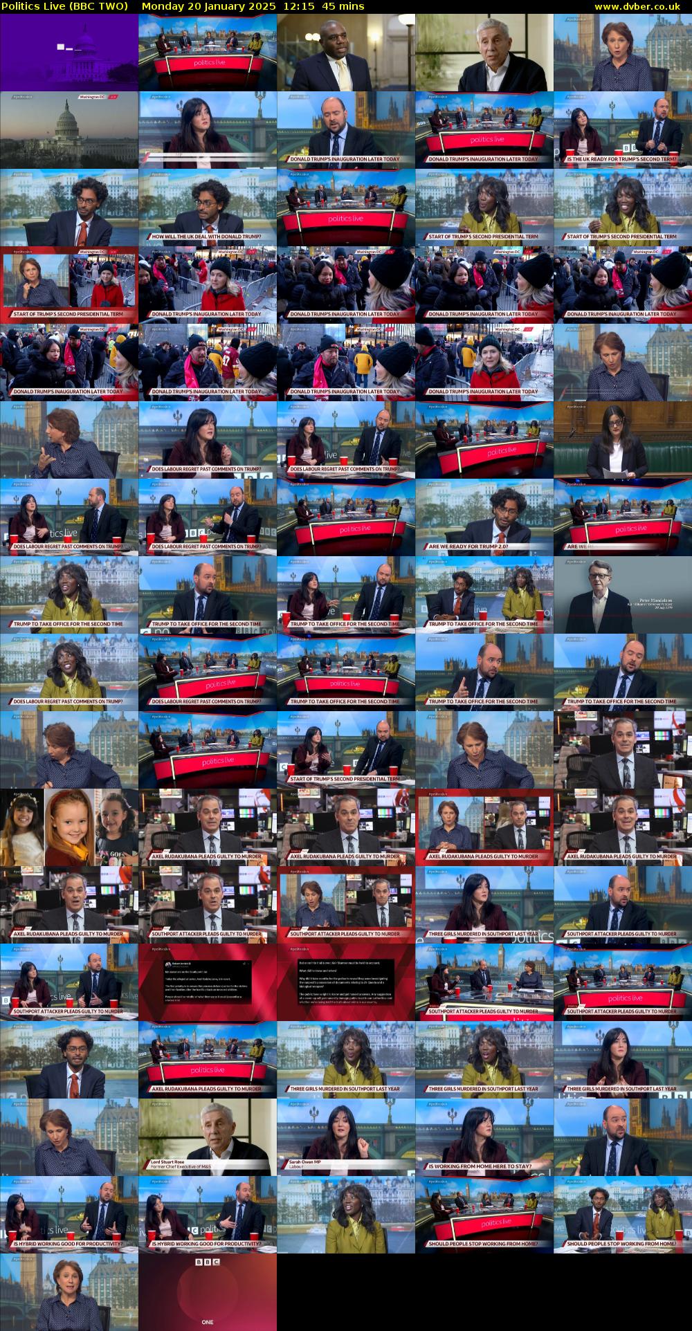Politics Live (BBC TWO) Monday 20 January 2025 12:15 - 13:00