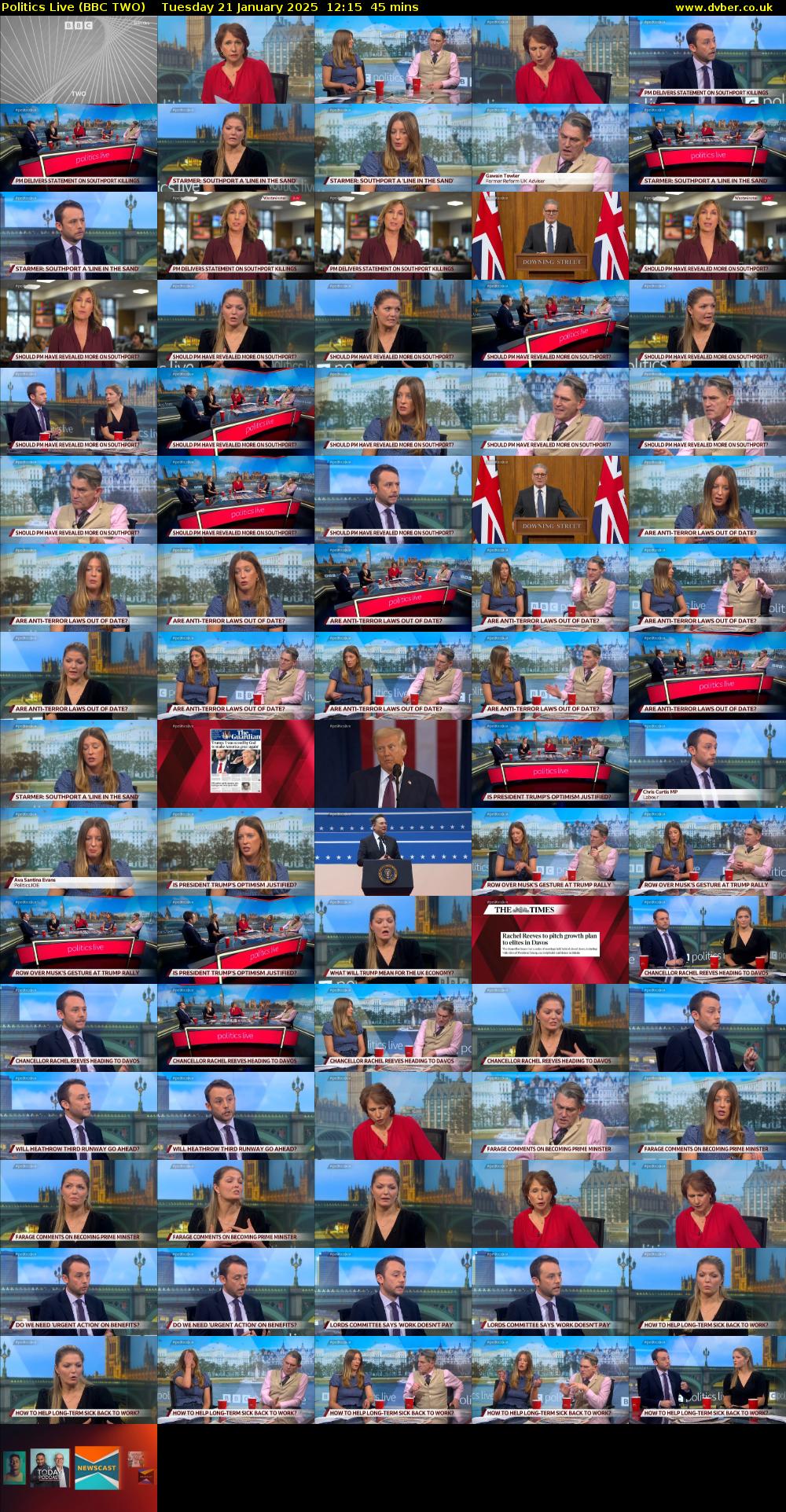 Politics Live (BBC TWO) Tuesday 21 January 2025 12:15 - 13:00