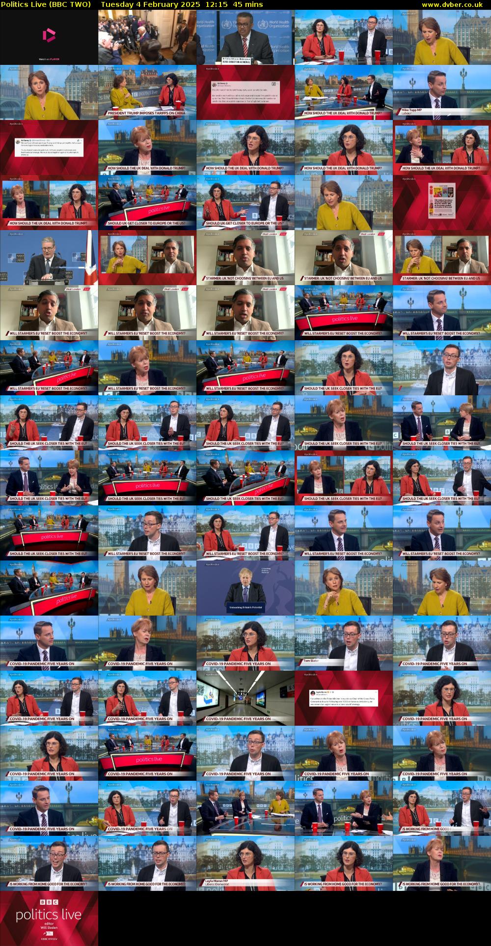 Politics Live (BBC TWO) Tuesday 4 February 2025 12:15 - 13:00
