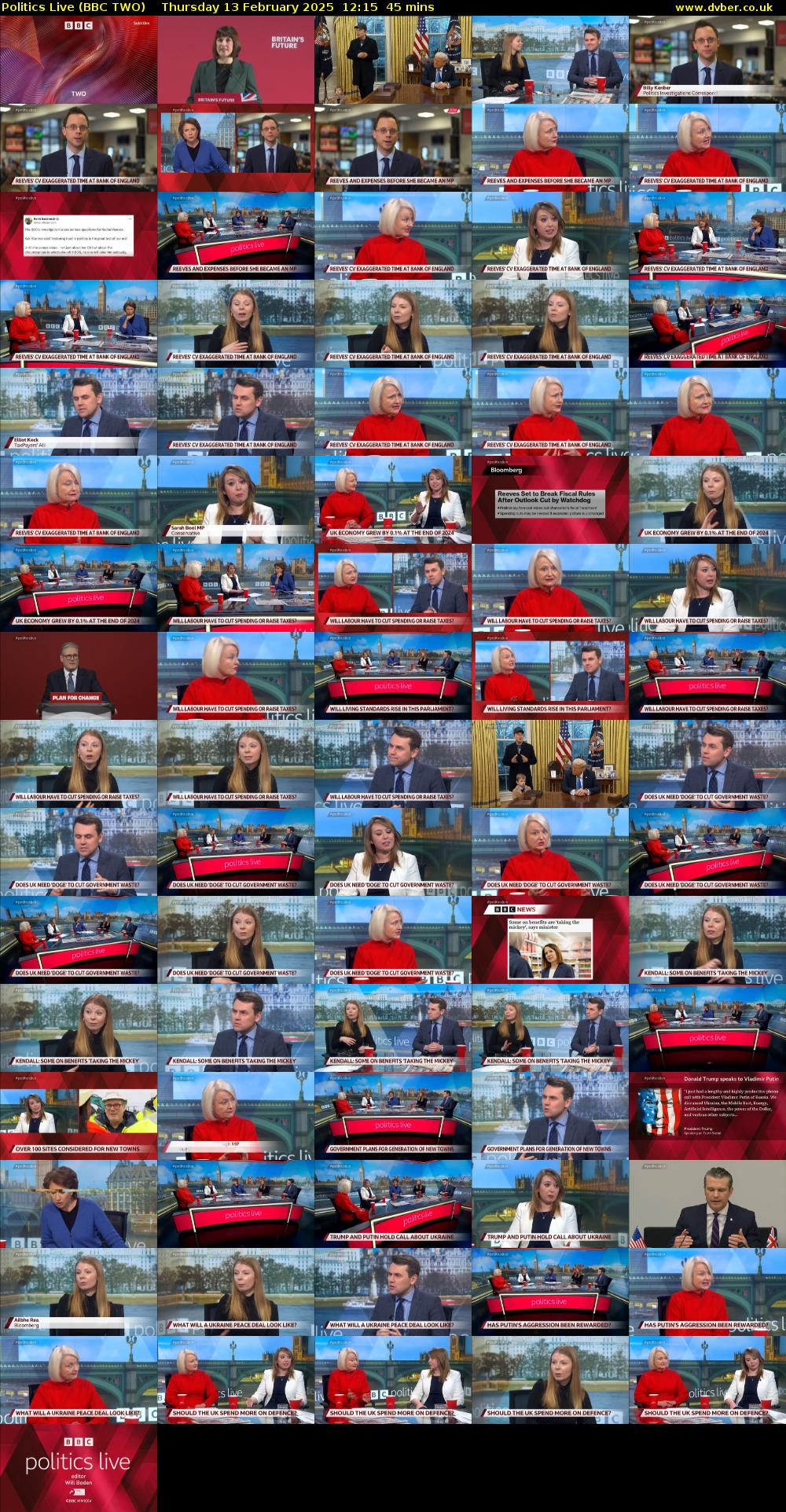 Politics Live (BBC TWO) Thursday 13 February 2025 12:15 - 13:00