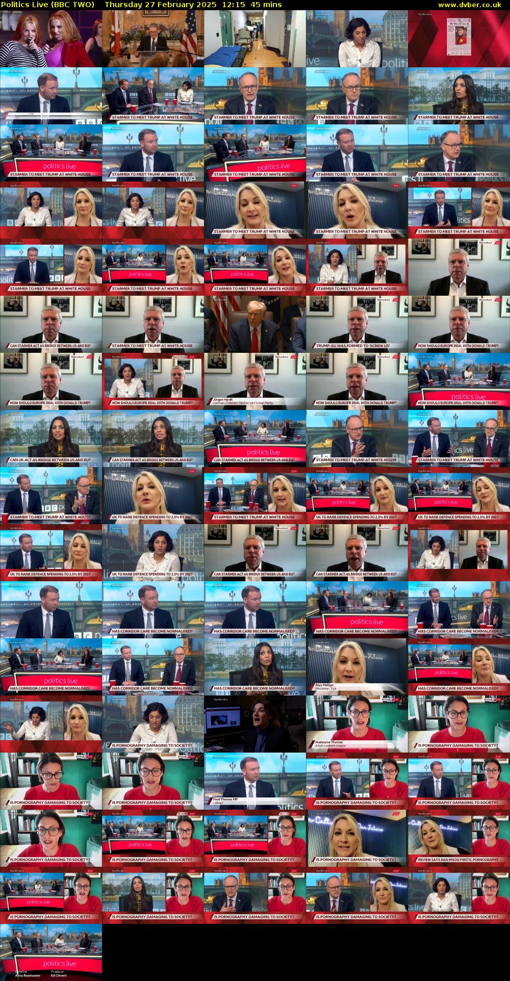 Politics Live (BBC TWO) Thursday 27 February 2025 12:15 - 13:00