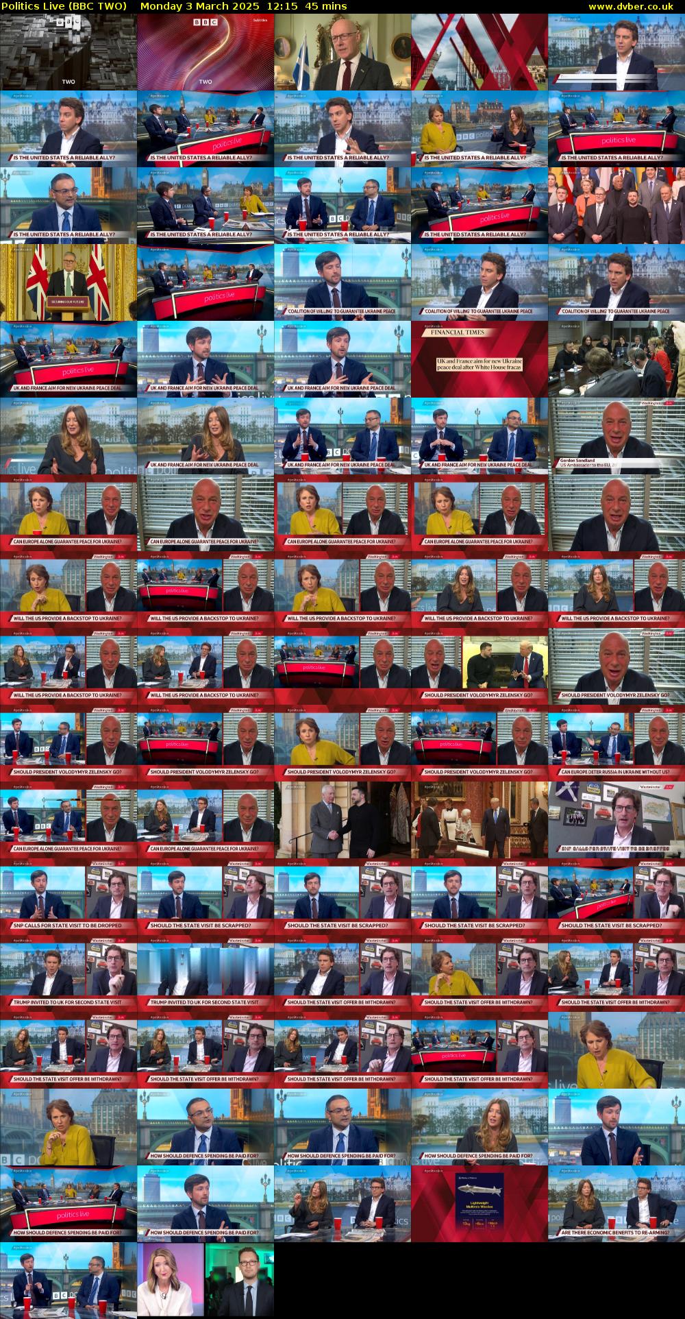 Politics Live (BBC TWO) Monday 3 March 2025 12:15 - 13:00