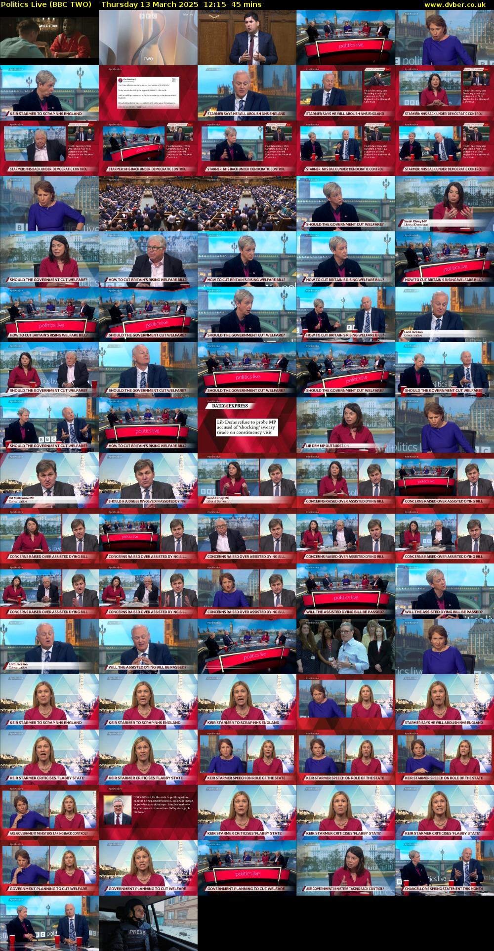 Politics Live (BBC TWO) Thursday 13 March 2025 12:15 - 13:00