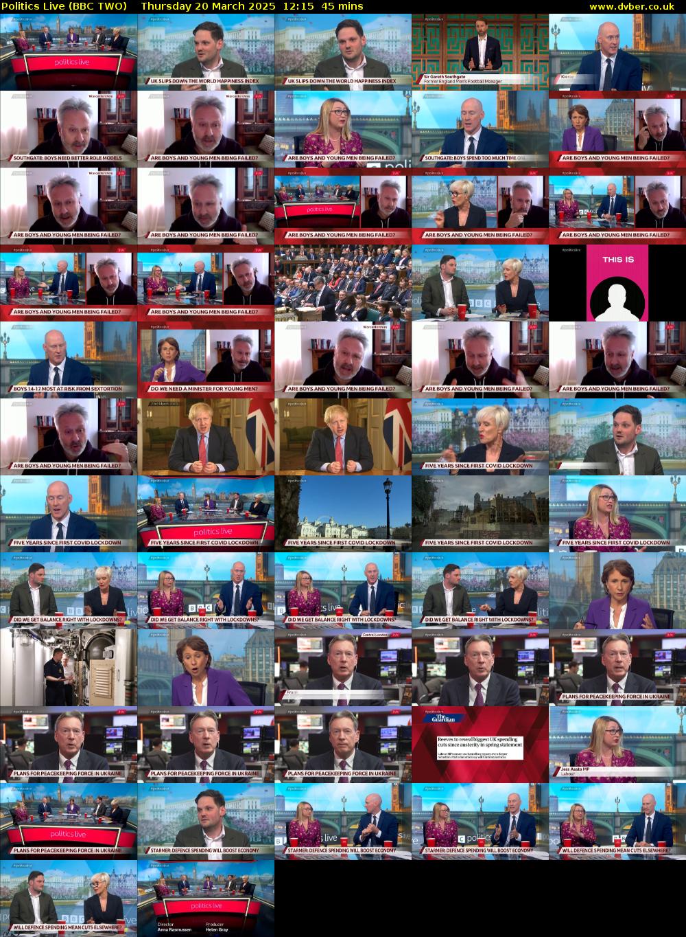 Politics Live (BBC TWO) Thursday 20 March 2025 12:15 - 13:00