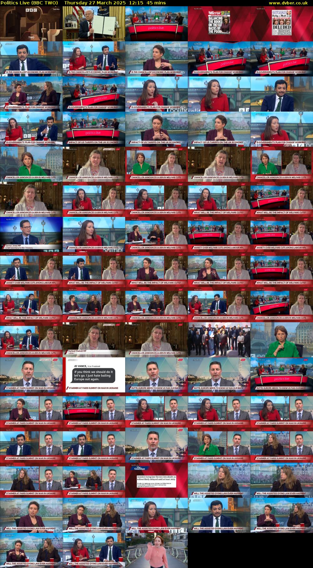 Politics Live (BBC TWO) Thursday 27 March 2025 12:15 - 13:00