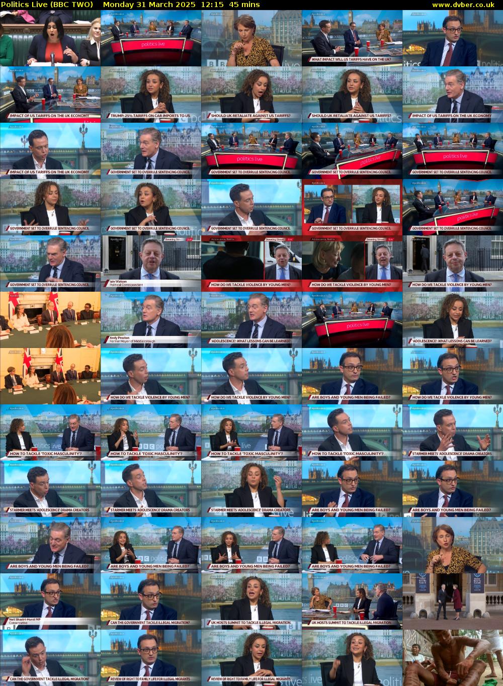 Politics Live (BBC TWO) Monday 31 March 2025 12:15 - 13:00