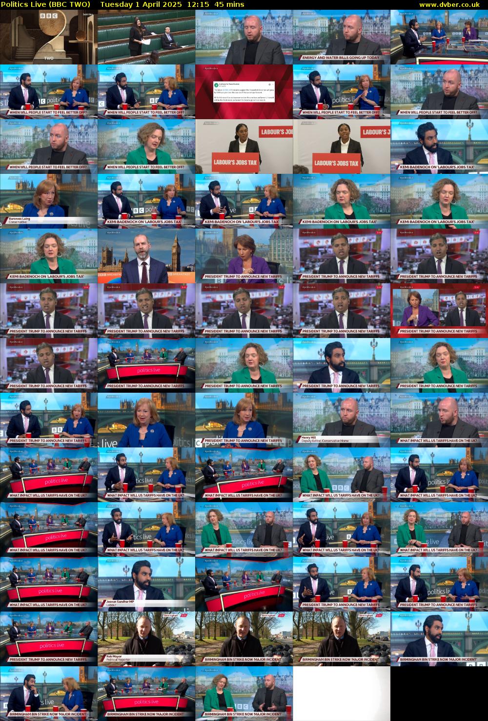 Politics Live (BBC TWO) Tuesday 1 April 2025 12:15 - 13:00
