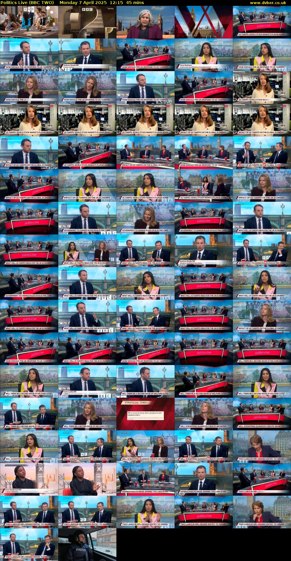 Politics Live (BBC TWO) Monday 7 April 2025 12:15 - 13:00