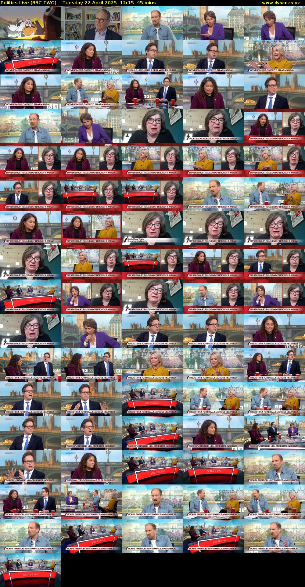 Politics Live (BBC TWO) Tuesday 22 April 2025 12:15 - 13:00