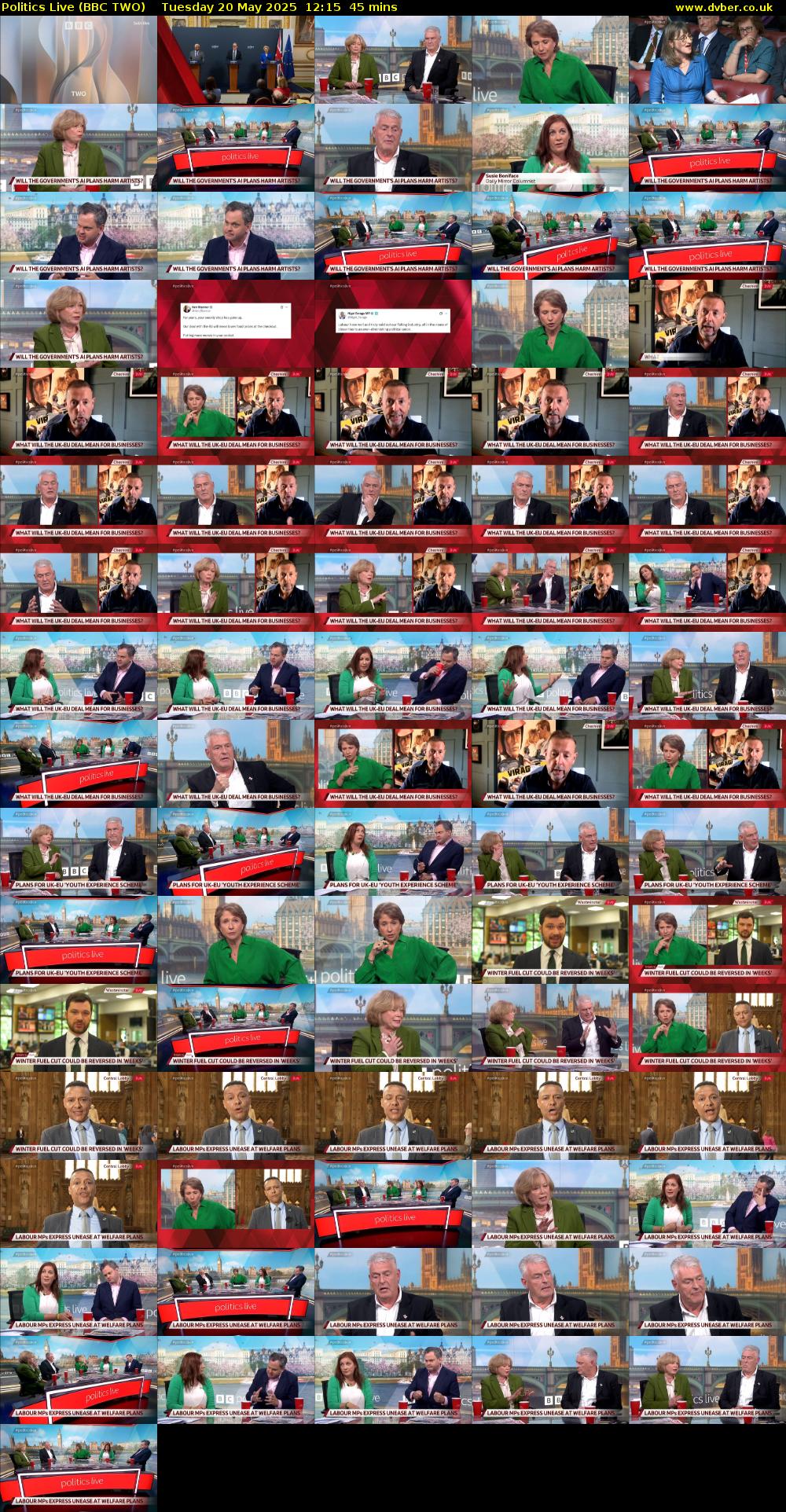 Politics Live (BBC TWO) Tuesday 20 May 2025 12:15 - 13:00