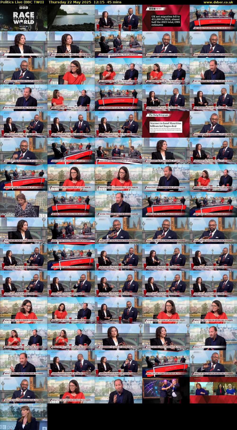 Politics Live (BBC TWO) Thursday 22 May 2025 12:15 - 13:00
