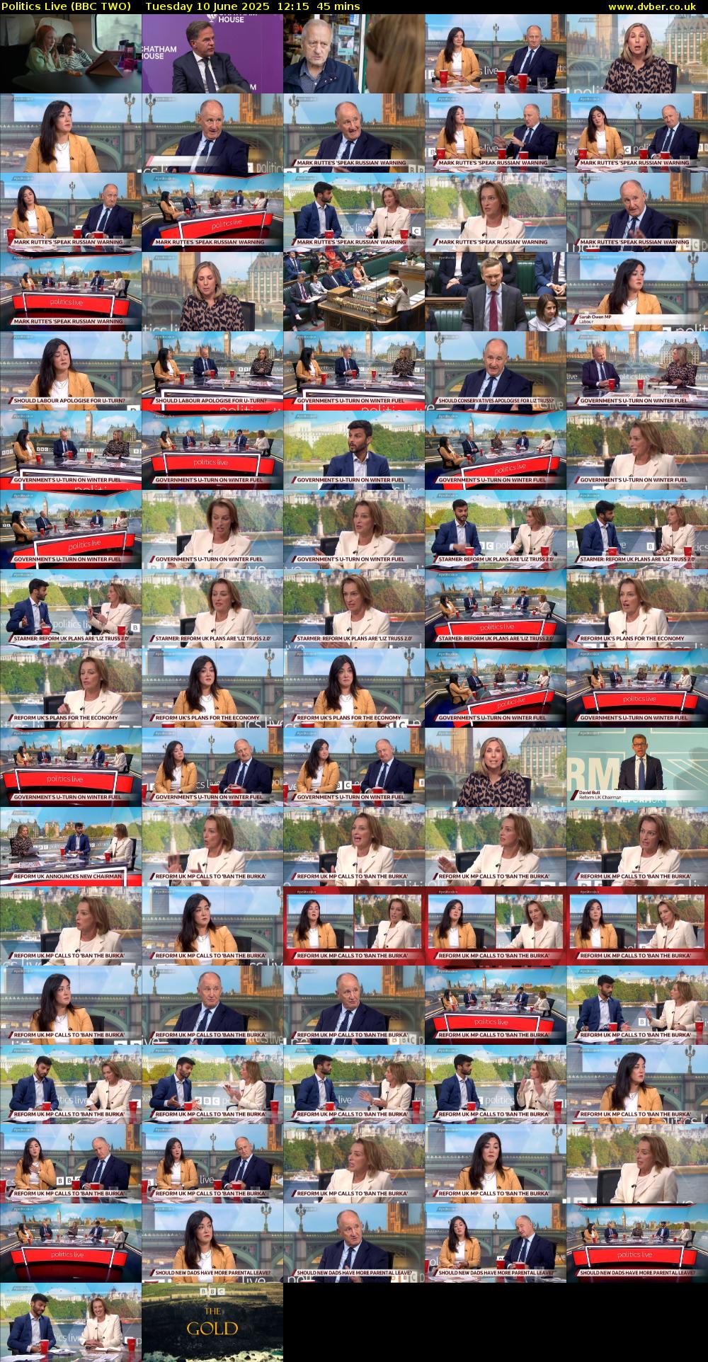 Politics Live (BBC TWO) Tuesday 10 June 2025 12:15 - 13:00
