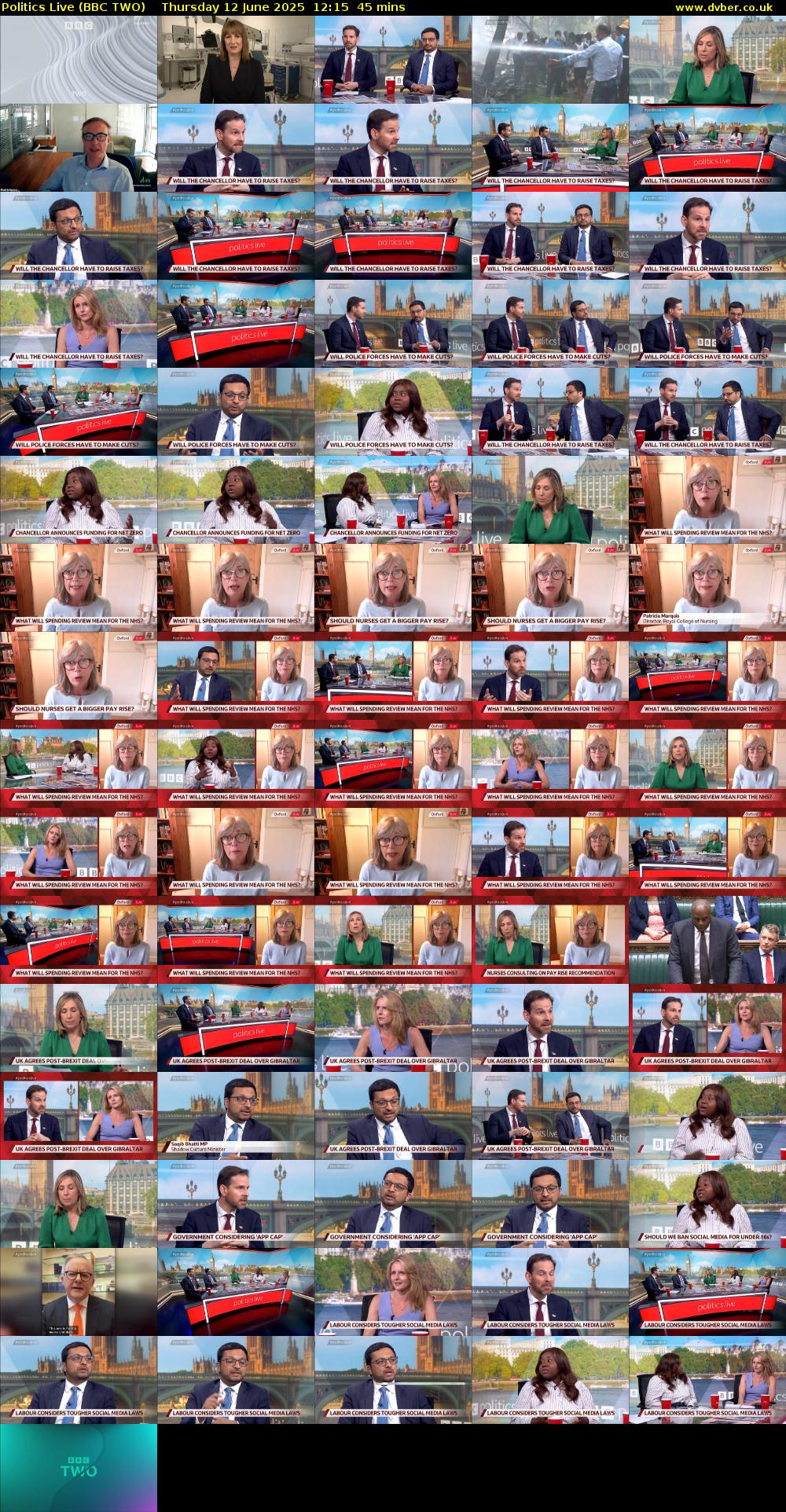 Politics Live (BBC TWO) Thursday 12 June 2025 12:15 - 13:00