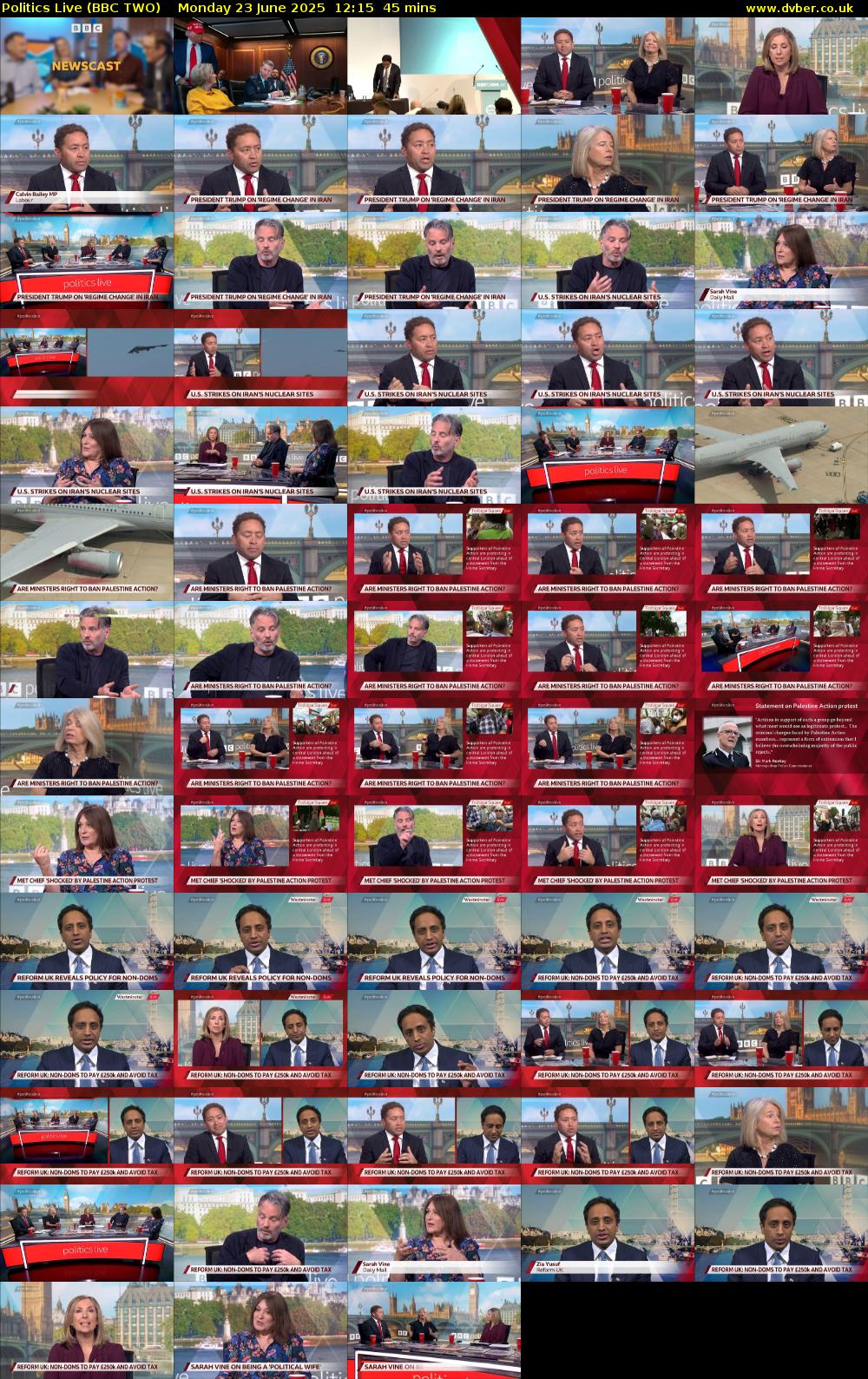 Politics Live (BBC TWO) Monday 23 June 2025 12:15 - 13:00