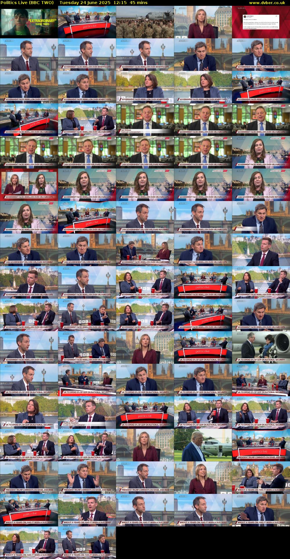 Politics Live (BBC TWO) Tuesday 24 June 2025 12:15 - 13:00