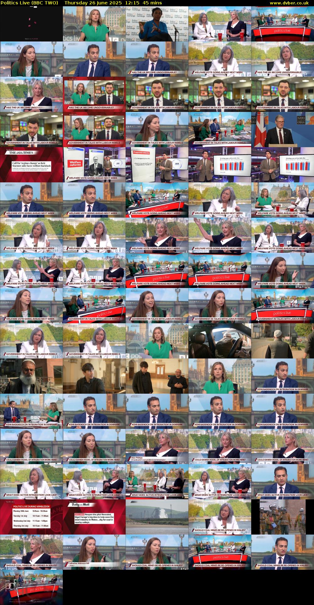 Politics Live (BBC TWO) Thursday 26 June 2025 12:15 - 13:00