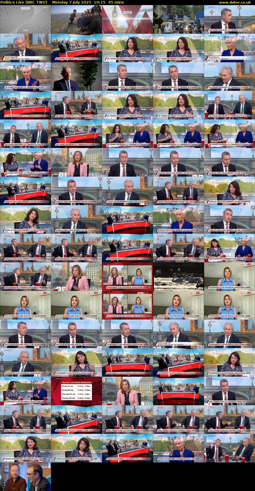 Politics Live (BBC TWO) Monday 7 July 2025 10:15 - 11:00