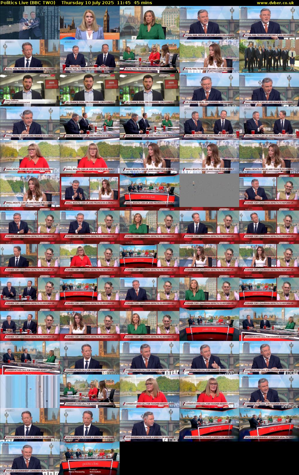 Politics Live (BBC TWO) Thursday 10 July 2025 11:45 - 12:30