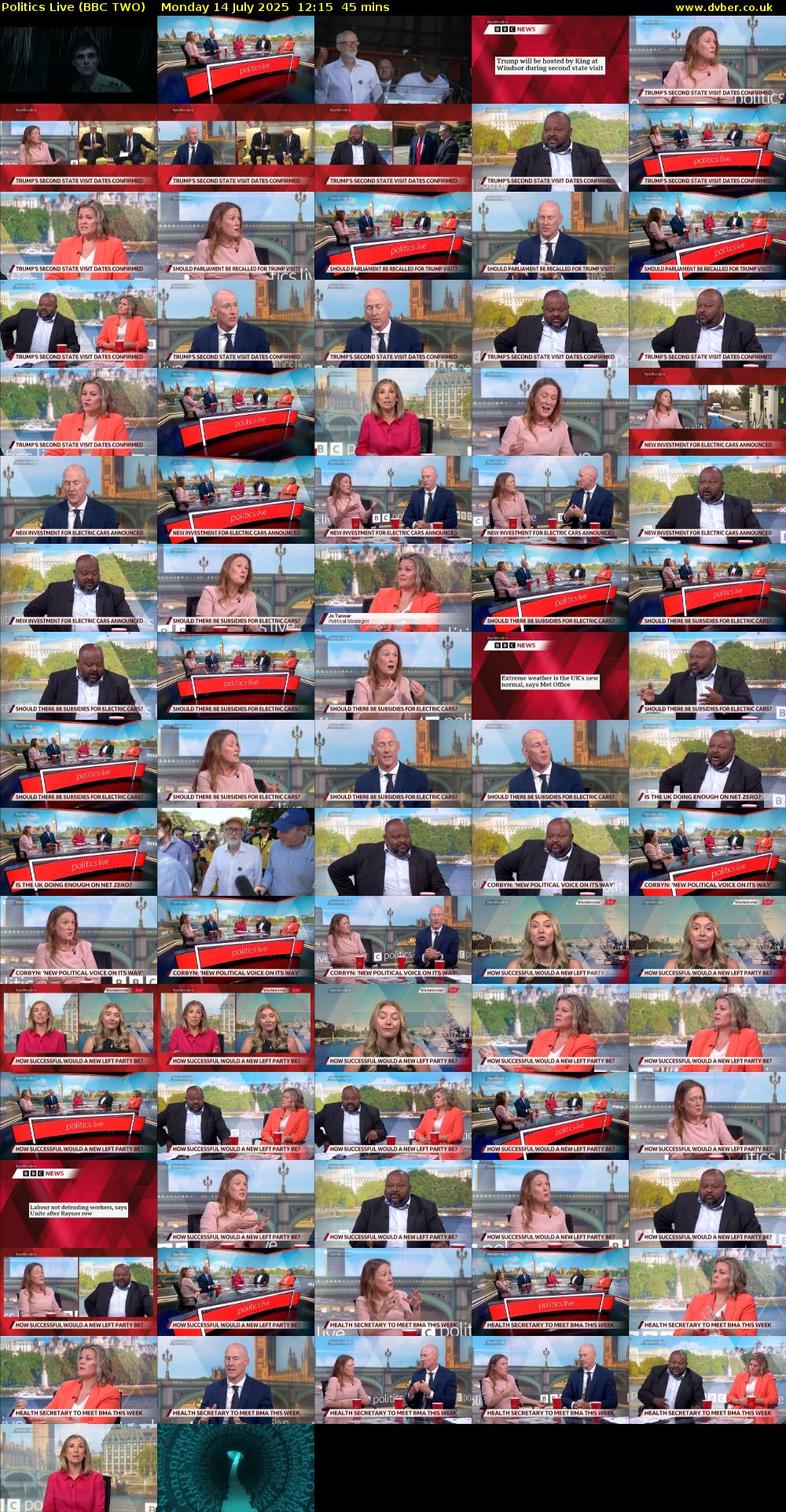 Politics Live (BBC TWO) Monday 14 July 2025 12:15 - 13:00