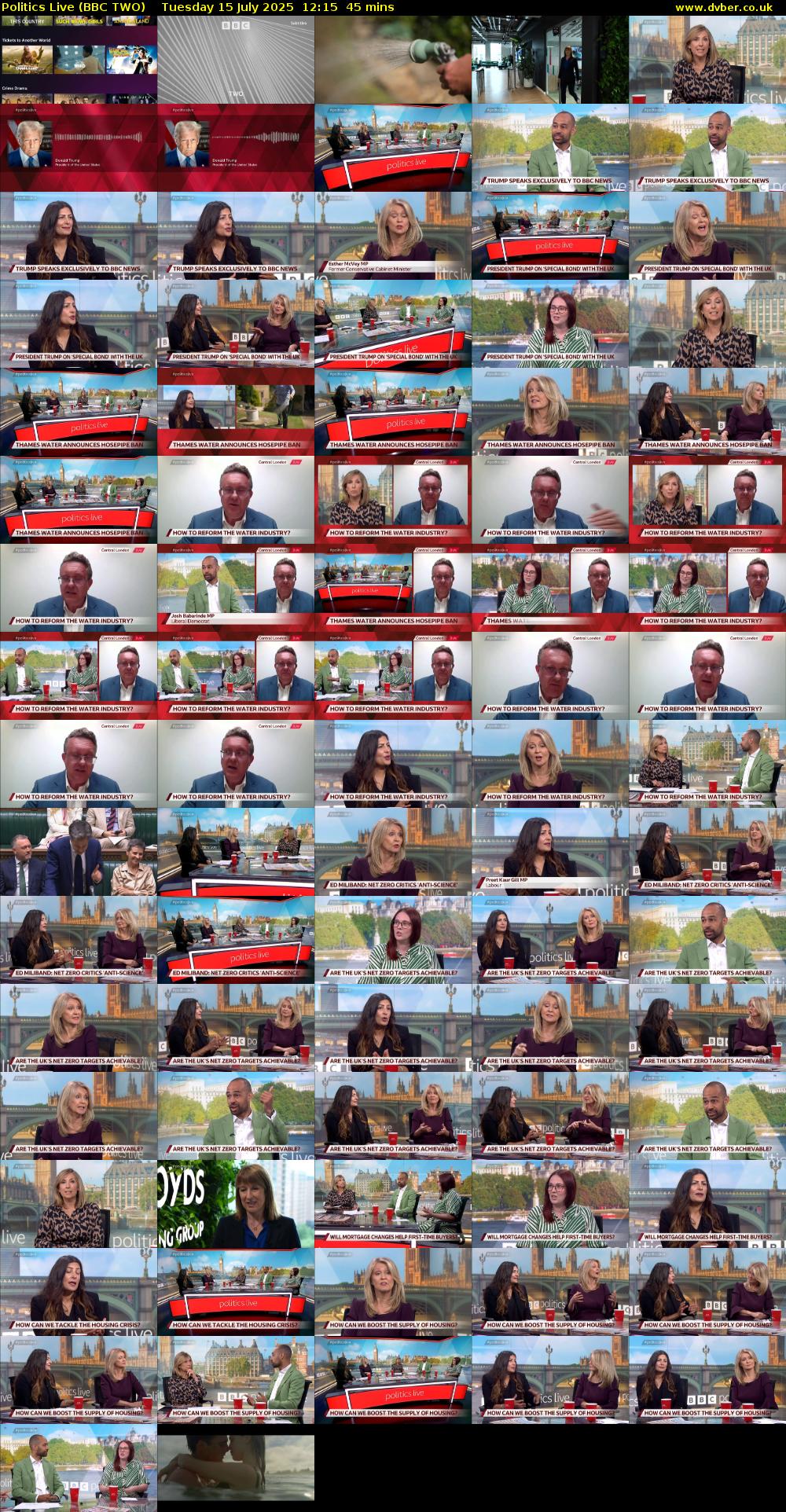 Politics Live (BBC TWO) Tuesday 15 July 2025 12:15 - 13:00
