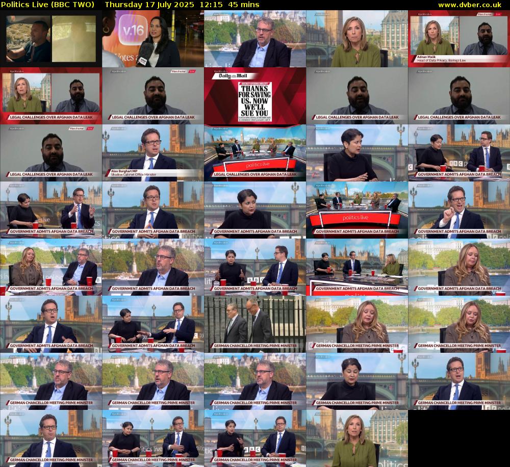 Politics Live (BBC TWO) Thursday 17 July 2025 12:15 - 13:00