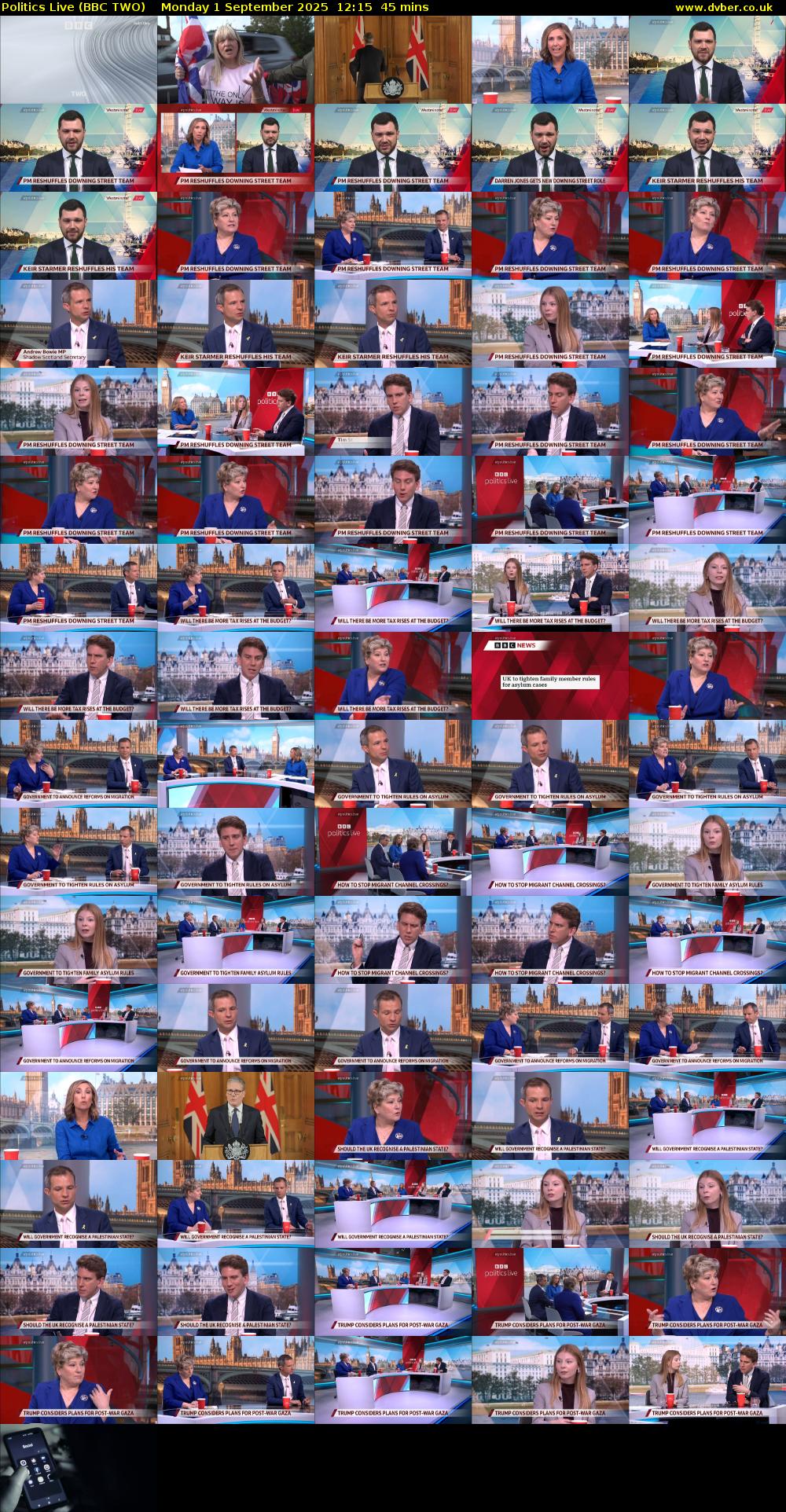 Politics Live (BBC TWO) Monday 1 September 2025 12:15 - 13:00