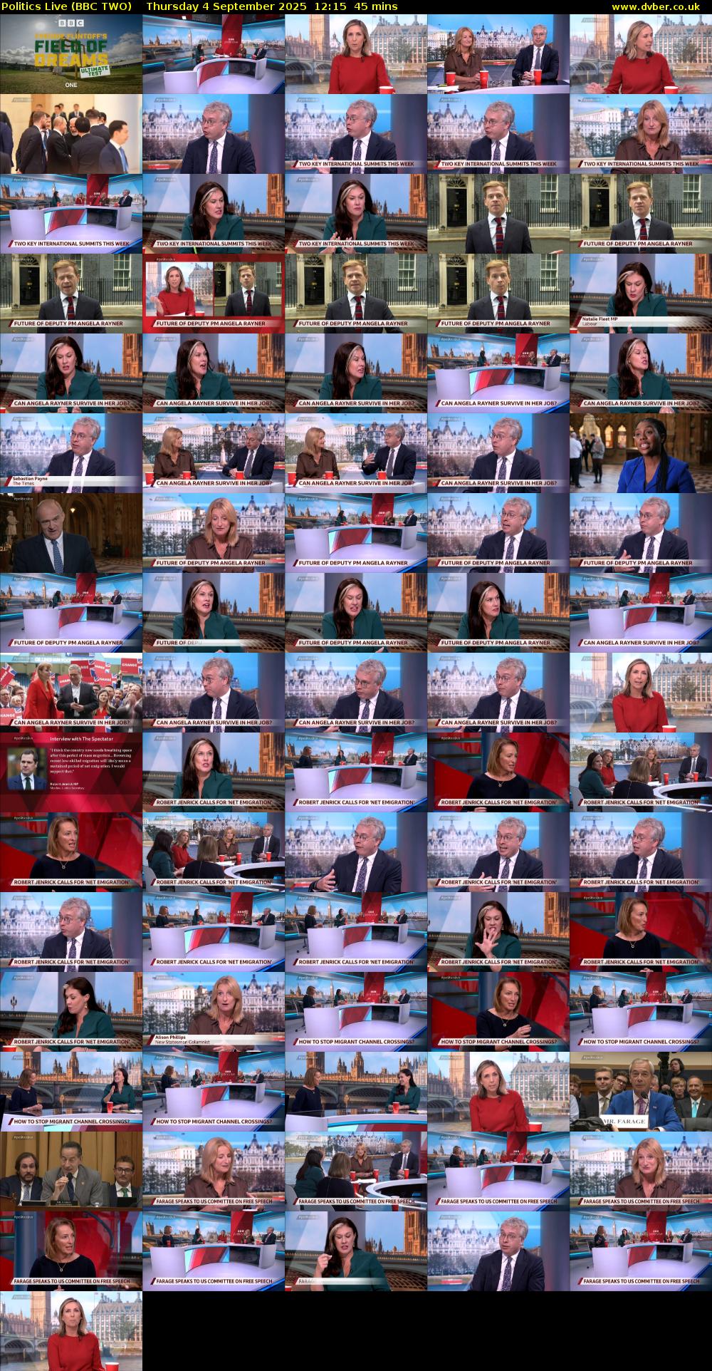 Politics Live (BBC TWO) Thursday 4 September 2025 12:15 - 13:00