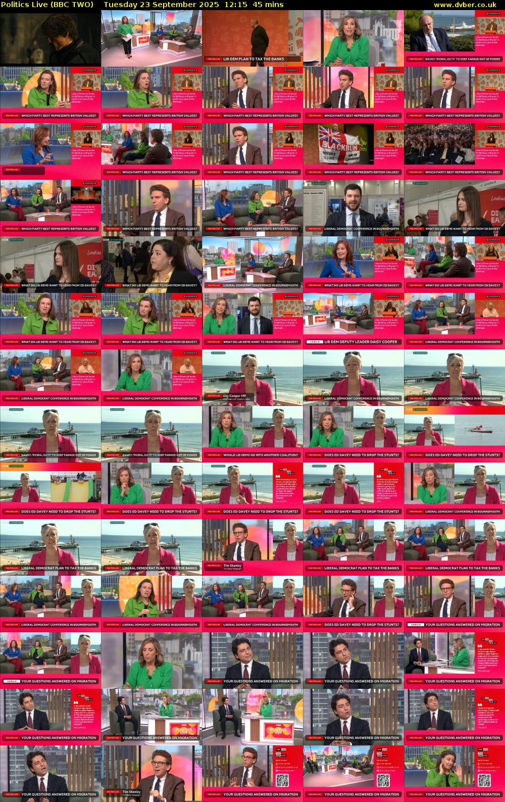 Politics Live (BBC TWO) Tuesday 23 September 2025 12:15 - 13:00