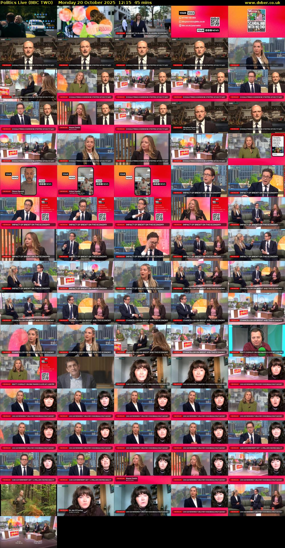 Politics Live (BBC TWO) Monday 20 October 2025 12:15 - 13:00