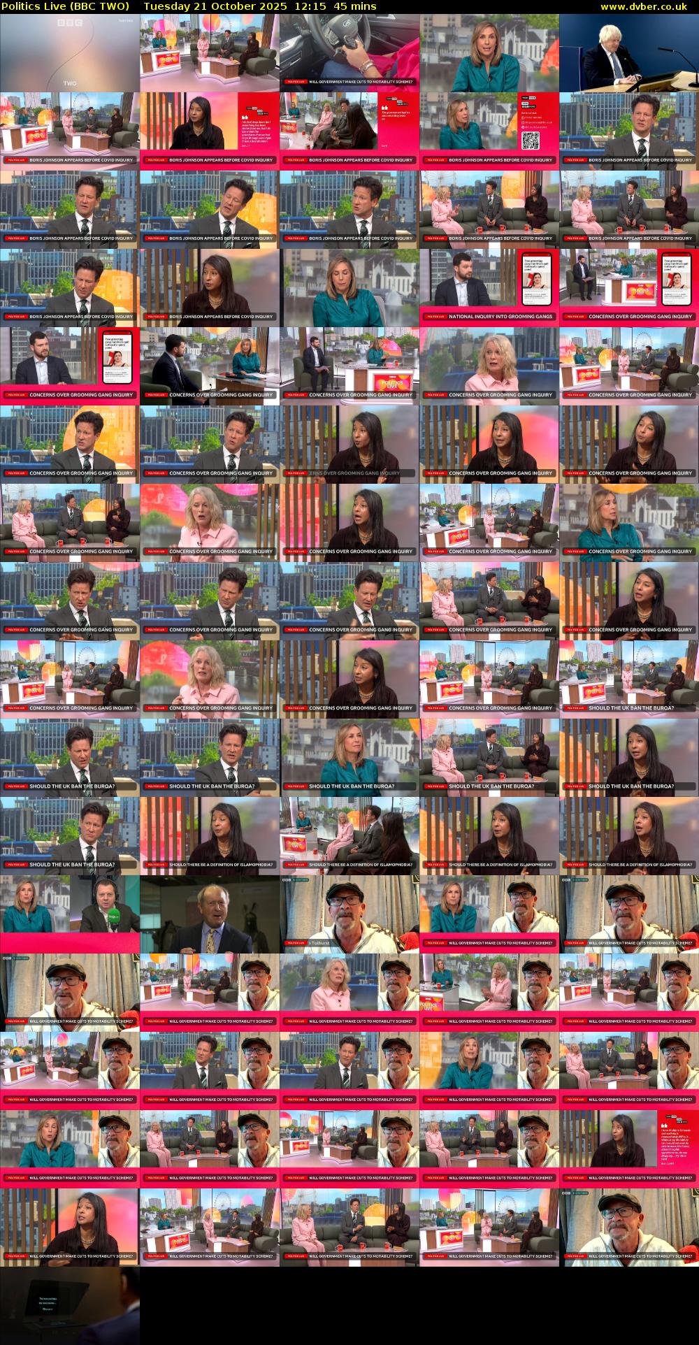 Politics Live (BBC TWO) Tuesday 21 October 2025 12:15 - 13:00