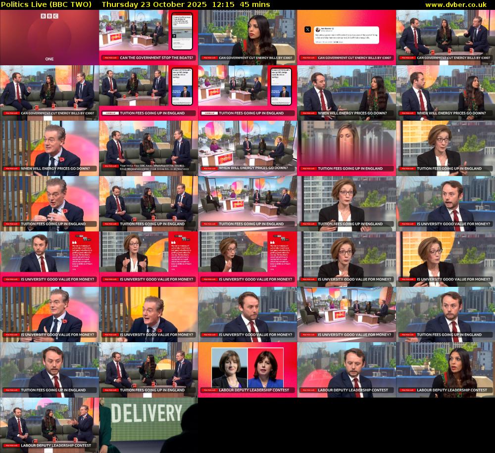 Politics Live (BBC TWO) Thursday 23 October 2025 12:15 - 13:00