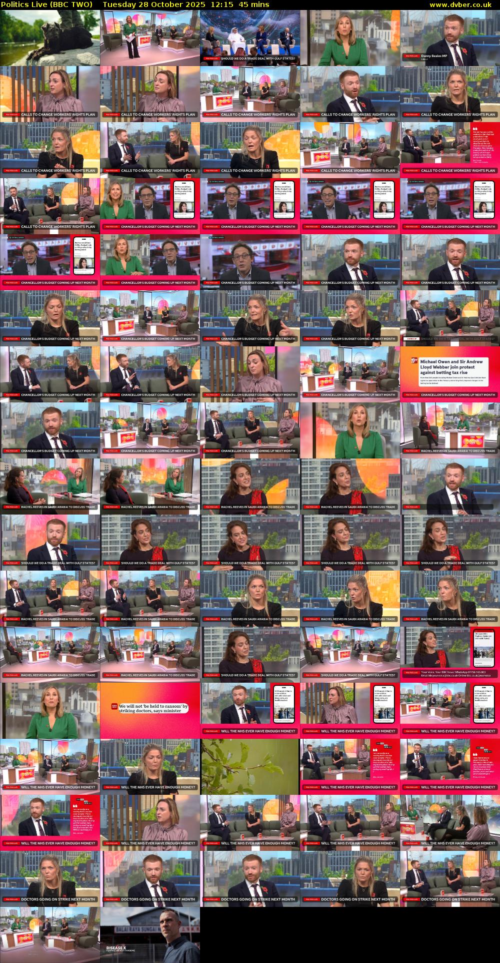 Politics Live (BBC TWO) Tuesday 28 October 2025 12:15 - 13:00