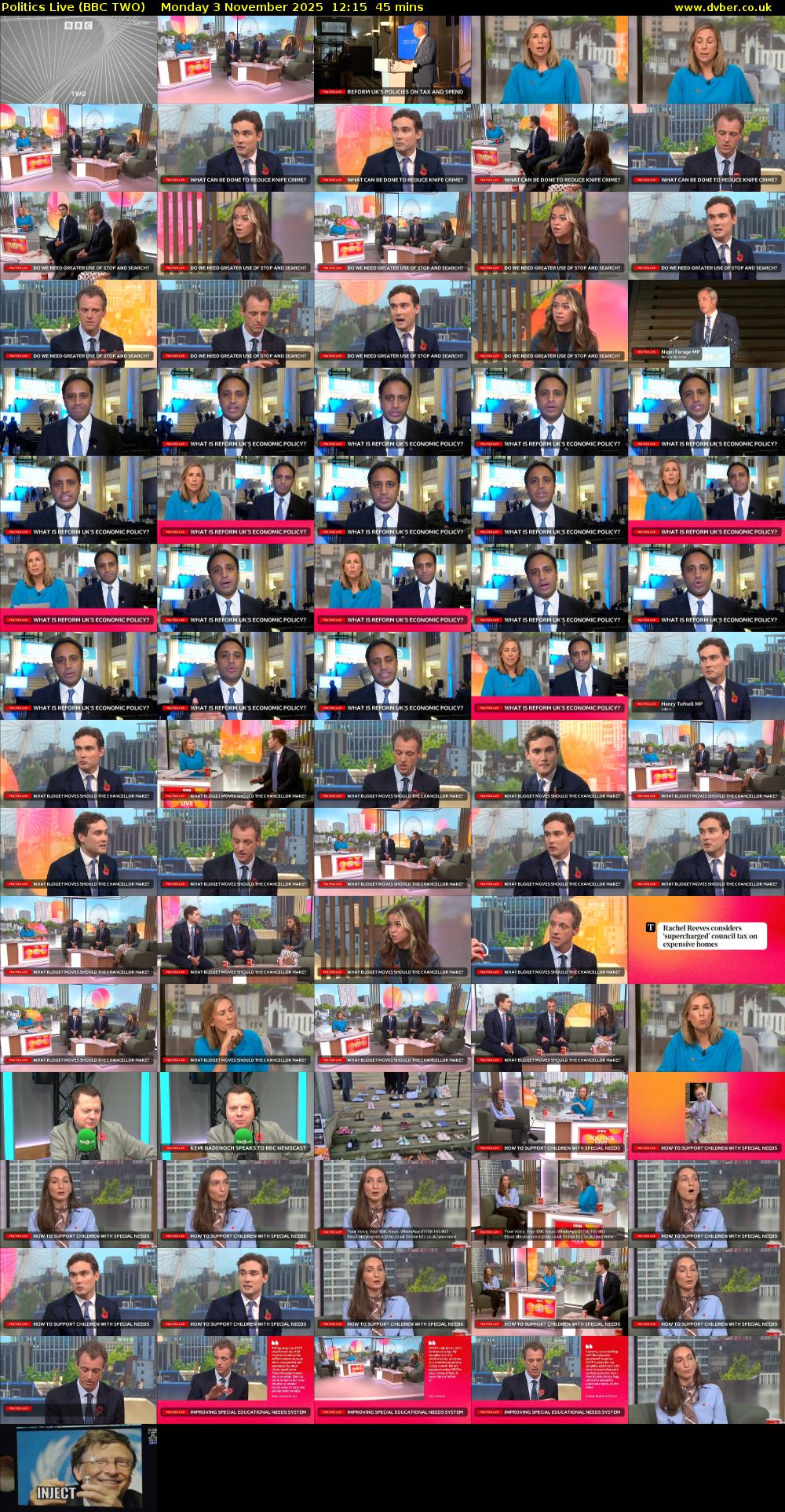Politics Live (BBC TWO) Monday 3 November 2025 12:15 - 13:00