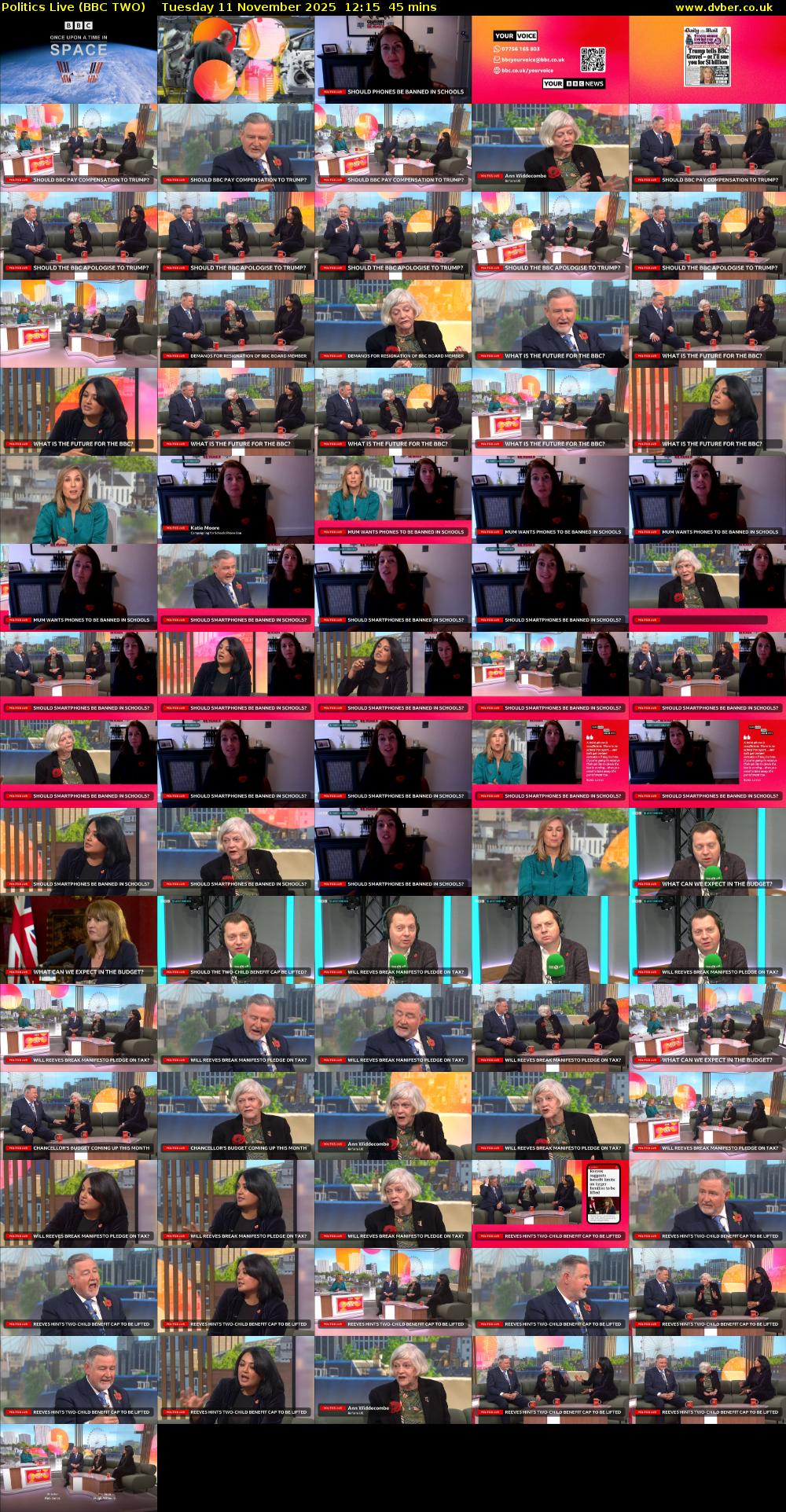 Politics Live (BBC TWO) Tuesday 11 November 2025 12:15 - 13:00