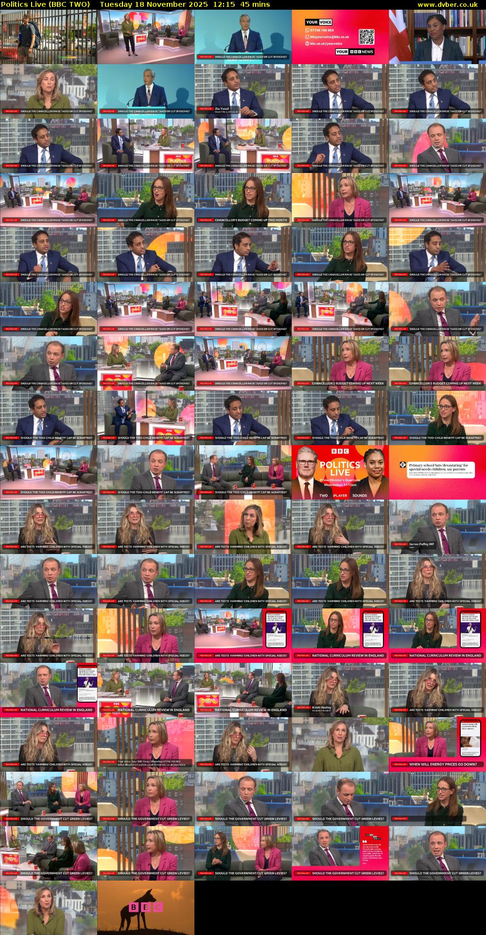 Politics Live (BBC TWO) Tuesday 18 November 2025 12:15 - 13:00