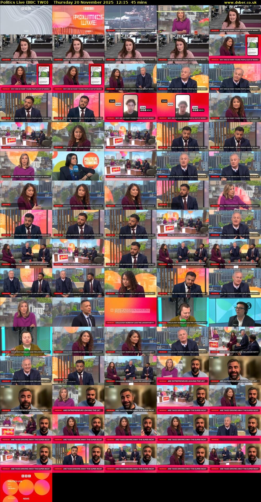 Politics Live (BBC TWO) Thursday 20 November 2025 12:15 - 13:00