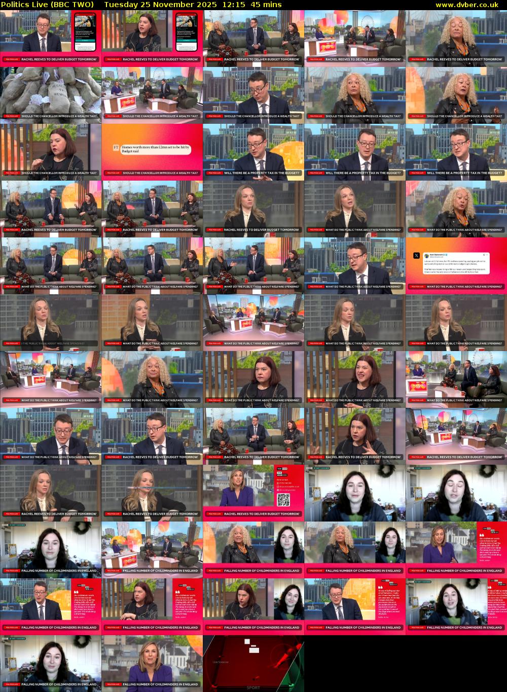 Politics Live (BBC TWO) Tuesday 25 November 2025 12:15 - 13:00