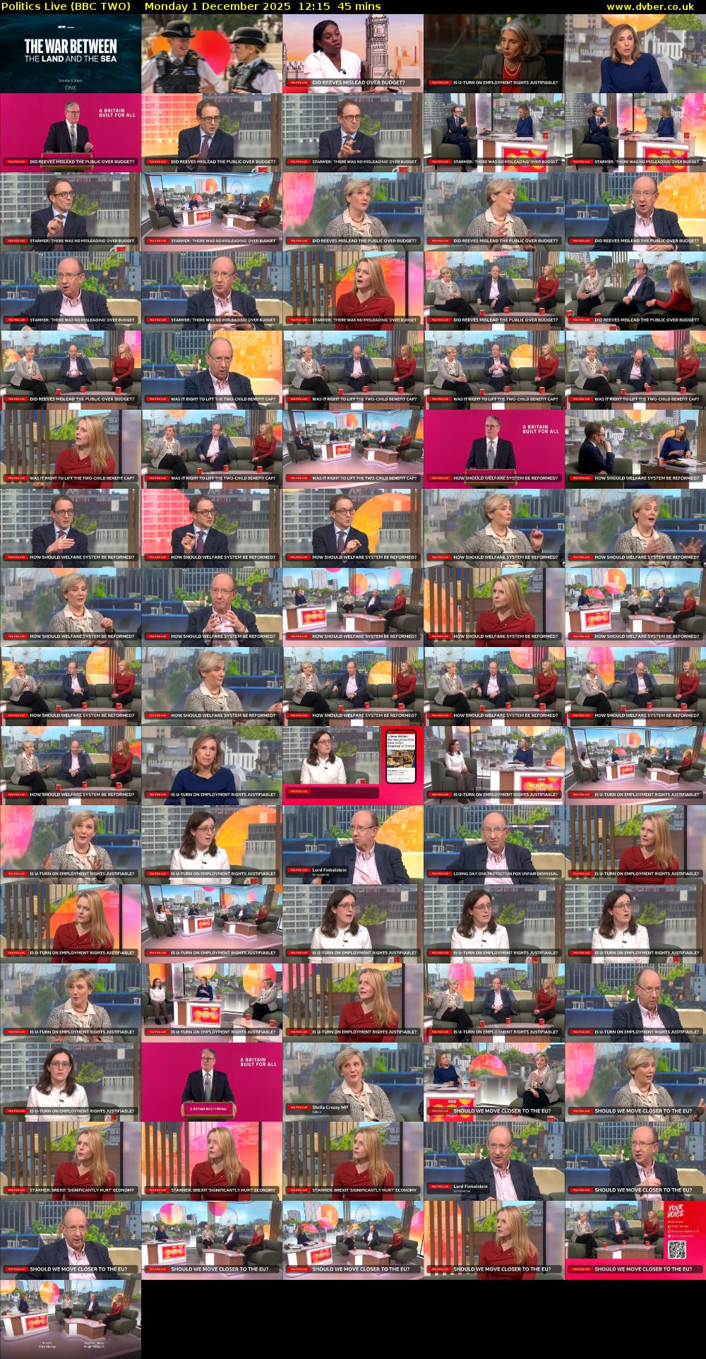 Politics Live (BBC TWO) Monday 1 December 2025 12:15 - 13:00