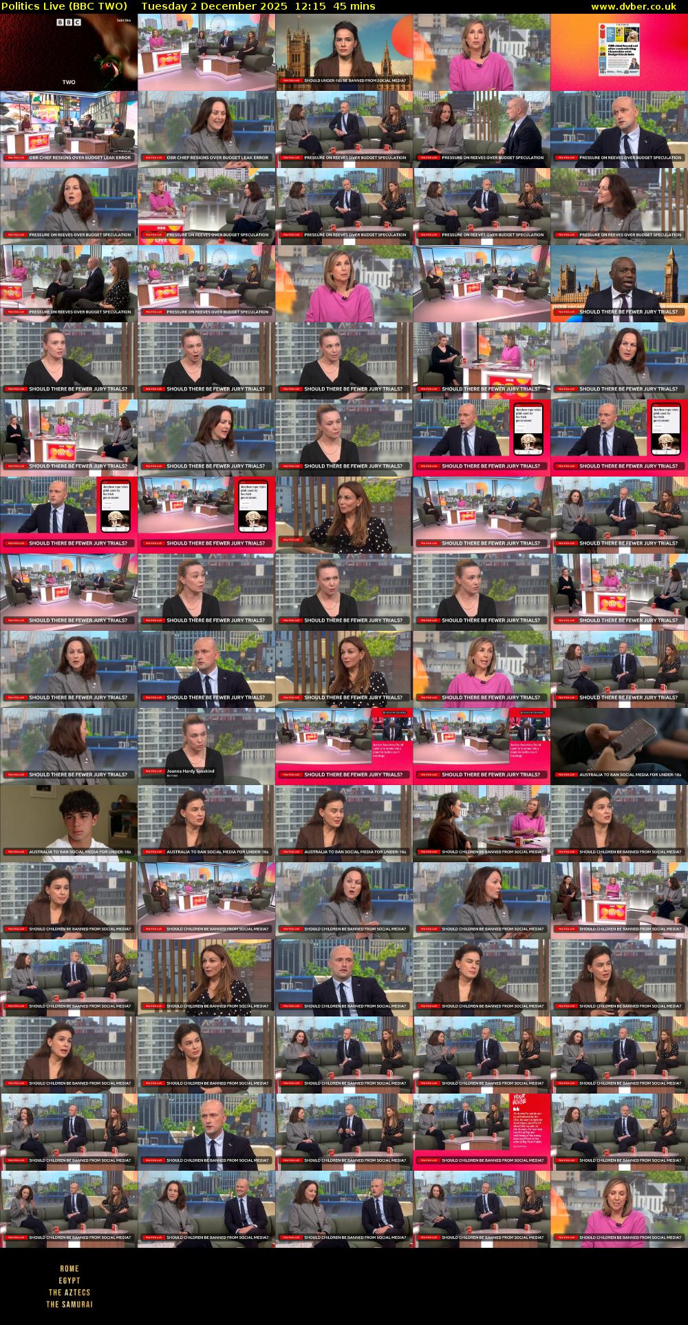 Politics Live (BBC TWO) Tuesday 2 December 2025 12:15 - 13:00