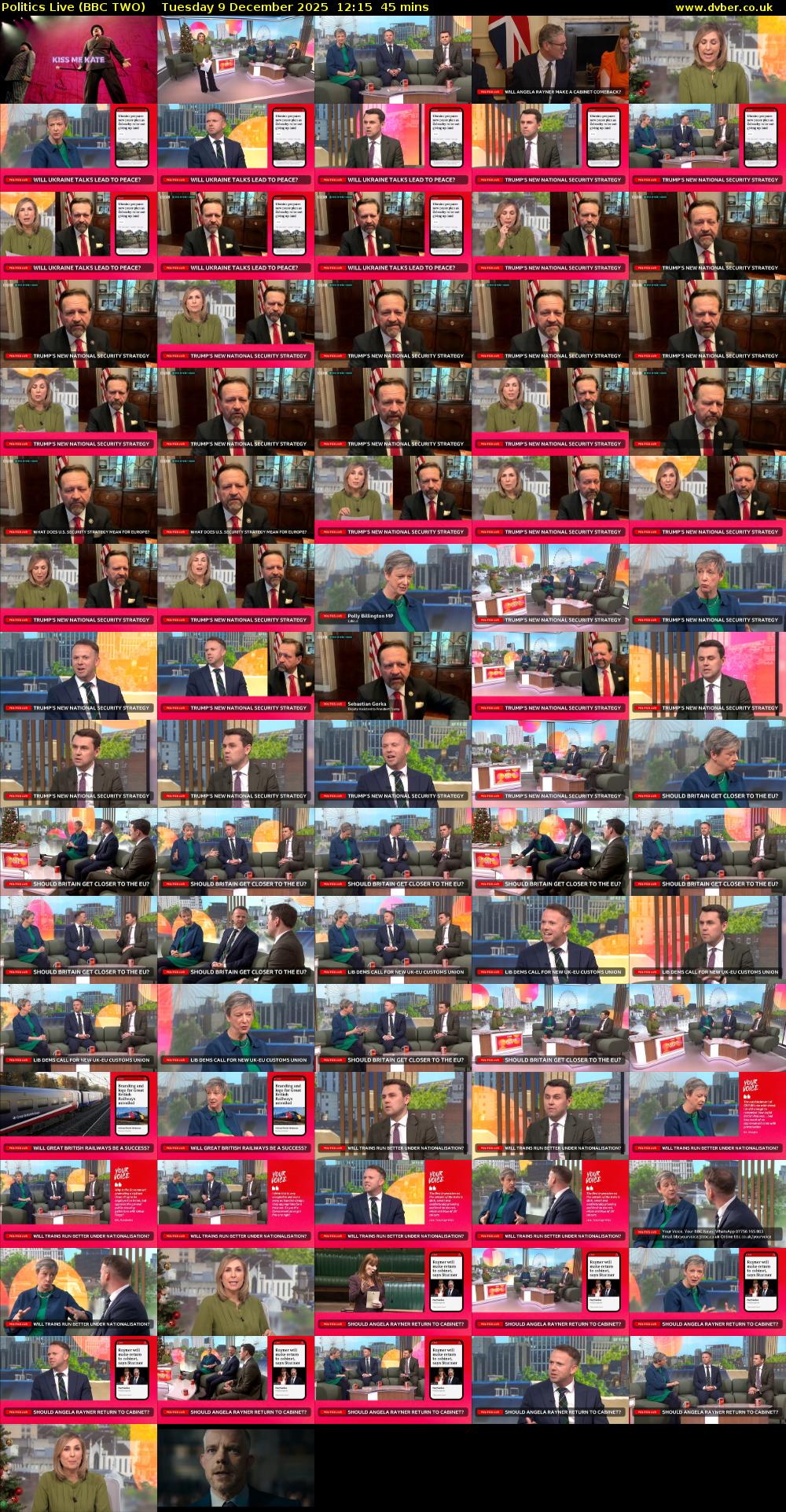 Politics Live (BBC TWO) Tuesday 9 December 2025 12:15 - 13:00